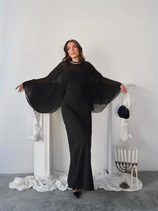 Alesta Tül Detaylı Tasarım Uzun Elbise 