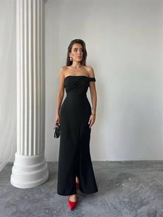 Aura Yırtmaçlı Uzun Elbise