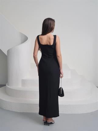 Taşlı Tasarım Uzun Elbise Romane