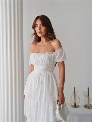 Zuzu Straplez Şifon Uzun Elbise