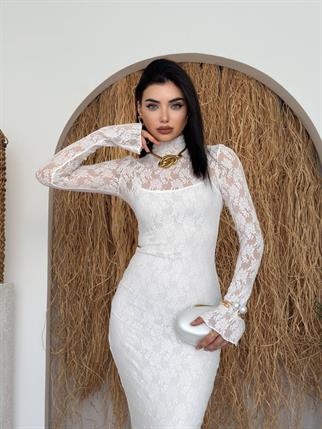 Beela Midi Dantel Tasarım Elbise