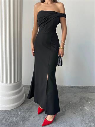 Aura Yırtmaçlı Uzun Elbise