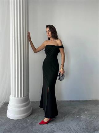 Aura Yırtmaçlı Uzun Elbise