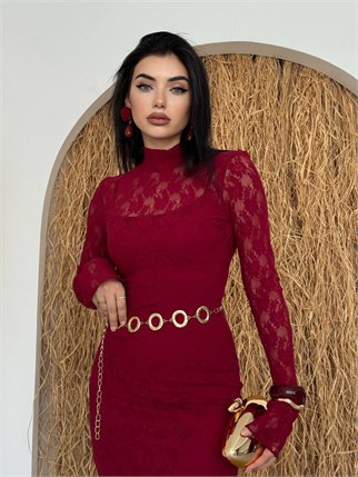 Beela Midi Dantel Tasarım Elbise KOD 00226 E6	