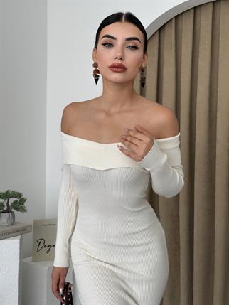 Straplez Madonna Yaka Triko Elbise