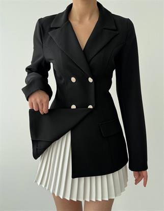 Valeria Düğmeli Pile Detay Blazer Mini Elbise