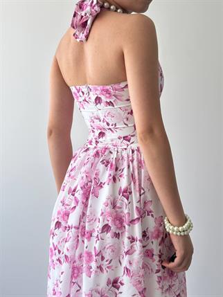 Rans Çiçek Desen Midi Elbise