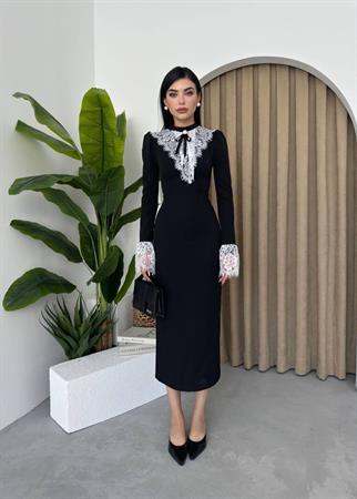 Victoria Dantel Detay Midi Elbise