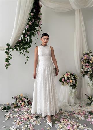 Swer Uzun Dantel Elbise