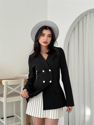Valeria Düğmeli Pile Detay Blazer Mini Elbise