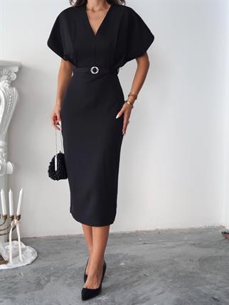 Klein Kemer Detaylı V Yaka Elbise