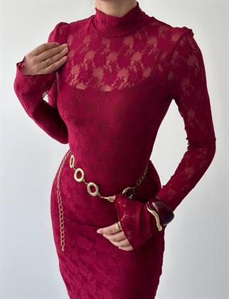 Beela Midi Dantel Tasarım Elbise