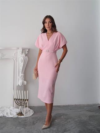 Klein Kemer Detaylı V Yaka Elbise 