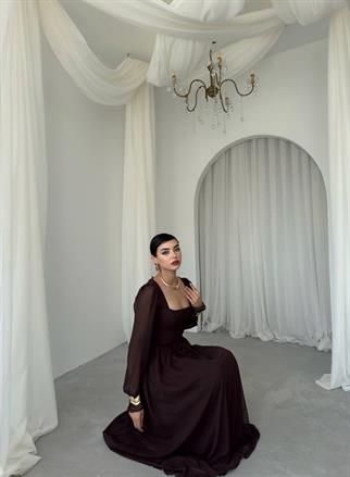 Tamo Korsaj Bağlamalı Uzun Elbise