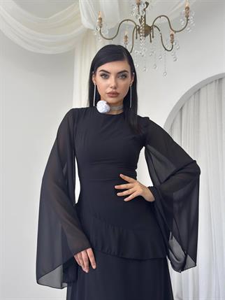 Linan Tül kol  Midi Elbise