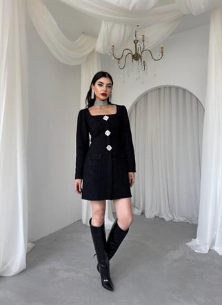 Sassa Düğme Detaylı Elbise