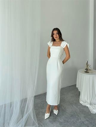 Elenor Uzun Atlas Elbise