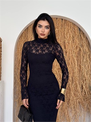 Beela Midi Dantel Tasarım Elbise KOD 00226 E6