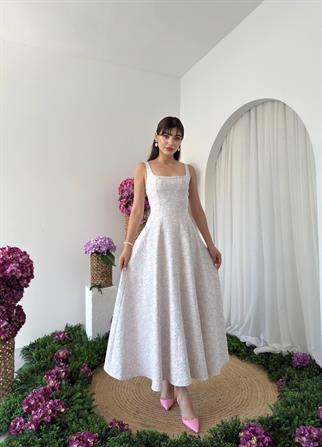 Kalf Çiçek Detaylı Elbise