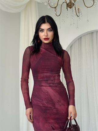 Lizz Tül Kol  Midi Elbise