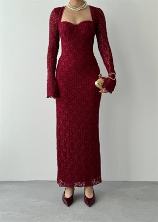 Jelon Uzun Dantel Tasarım Elbise
