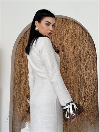 Dali Dantel Cep Detaylı Düğmeli Elbise