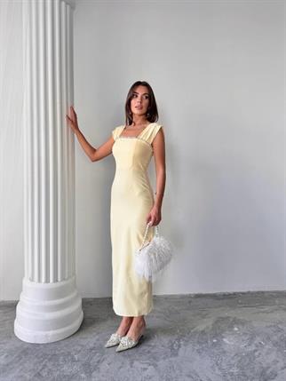 Elenor Uzun Atlas Elbise