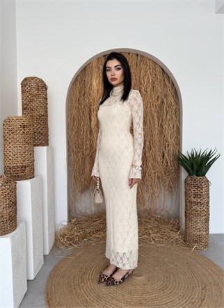 Beela Midi Dantel Tasarım Elbise KOD 00226 E6