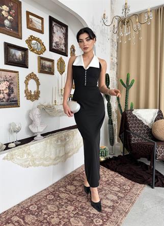 Fermuar İnci Detaylı Elbise