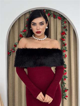 Tasarım Peluş Straplez Elbise