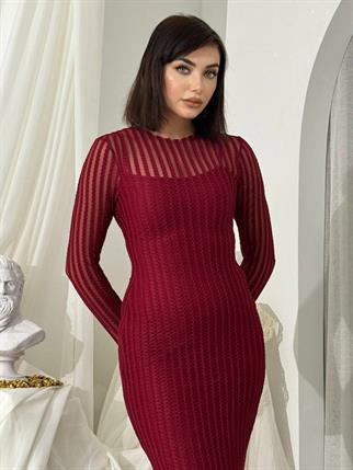 Polin Midi Tül Detay Elbise