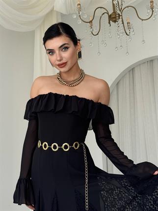 Ester Dantel Detaylı Straplez Elbise