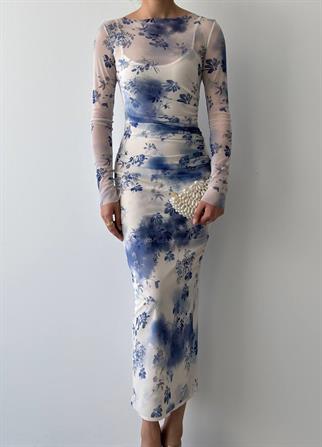 Rim Midi Tül Detay Elbise