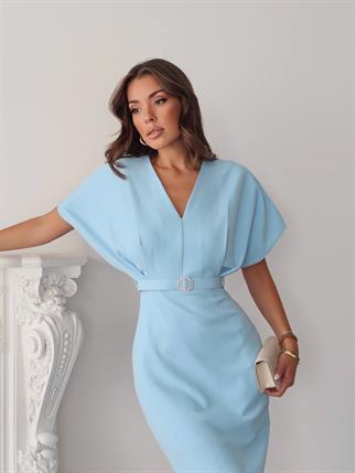 Klein Kemer Detaylı V Yaka Elbise