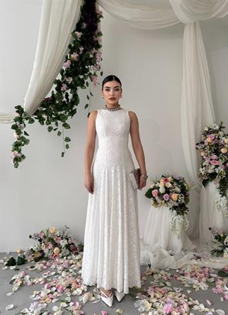 Swer Uzun Dantel Elbise