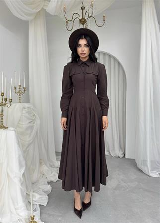 Feris Düğme Detaylı Elbise