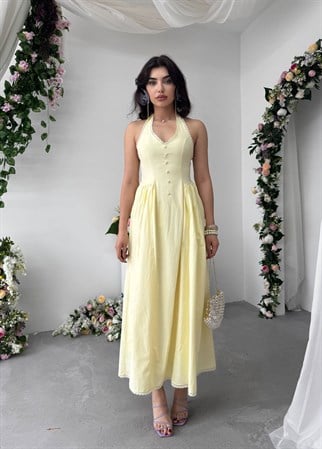 Nora Halter Yaka Poplin Elbise