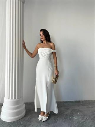 Aura Yırtmaçlı Uzun Elbise