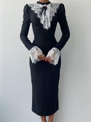 Victoria Dantel Detay Midi Elbise