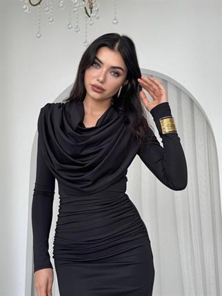 Crimson Drape Detay Uzun Elbise