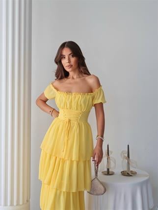 Zuzu Straplez Şifon Uzun Elbise