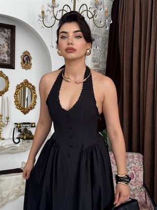 Nora Halter Yaka Poplin Elbise  