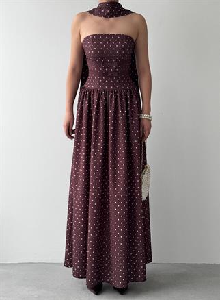 Penas Straplez Puantiyeli Elbise