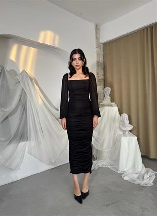 Engla Buzgulu Midi Elbise