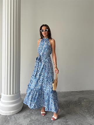 Nose Desenli Uzun Elbise