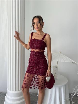 Çiçek Tül Tasarım Lara Mini Elbise