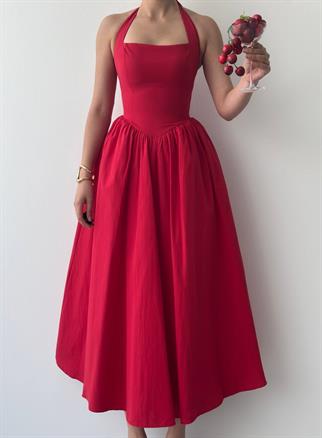 Fedro Poplin Midi Elbise