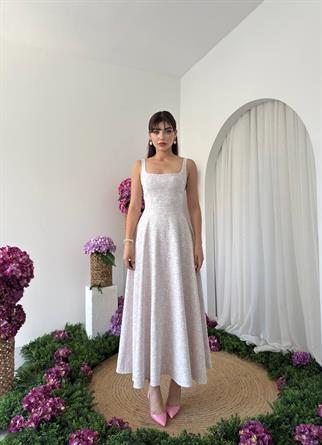 Kalf Çiçek Detaylı Elbise