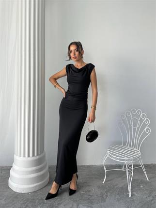 Pars Uzun Degaje Yaka Uzun Sandy Elbise