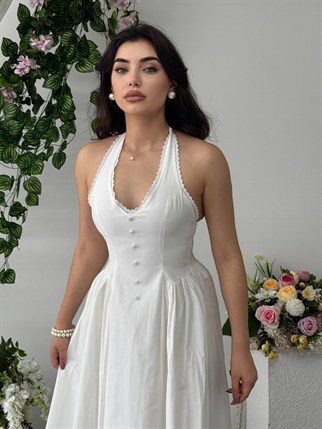 Nora Halter Yaka Poplin Elbise